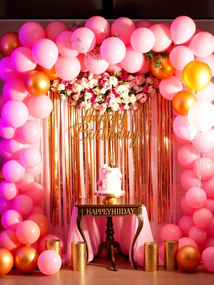 Birthday photoshoot set with pastel balloons